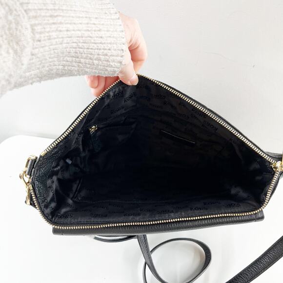 Michael Kors Mackenzie Leather Adjustable Strap Satchel Tote Bag Black Medium - Picture 2 of 7